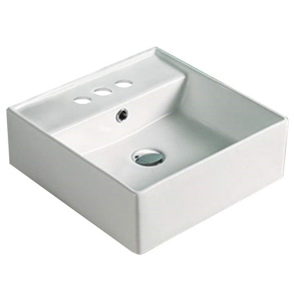 16-in. W Above Counter White Bathroom Vessel Sink For 3H4-in. Center Drilling AI-28268