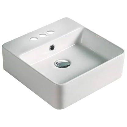 16-in. W Above Counter White Bathroom Vessel Sink For 3H4-in. Center Drilling AI-28273