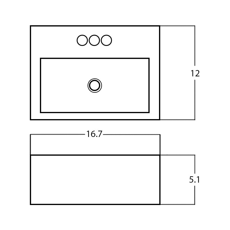 16.7-in. W Above Counter White Bathroom Vessel Sink For 3H4-in. Center Drilling AI-28289