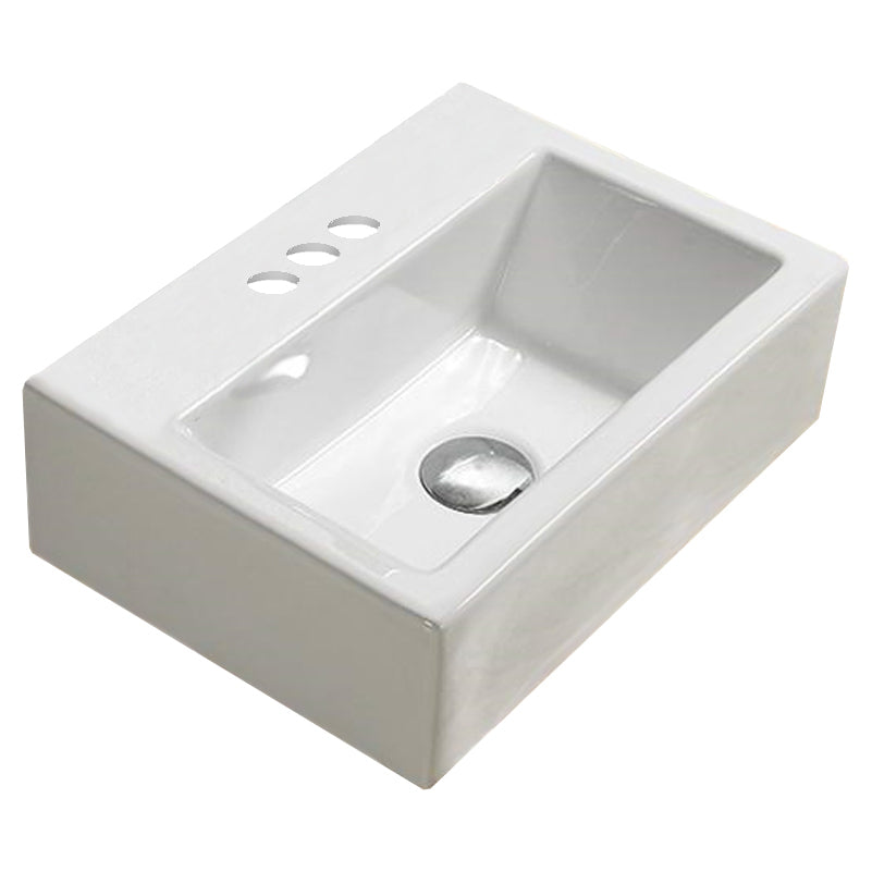 16.7-in. W Above Counter White Bathroom Vessel Sink For 3H4-in. Center Drilling AI-28289