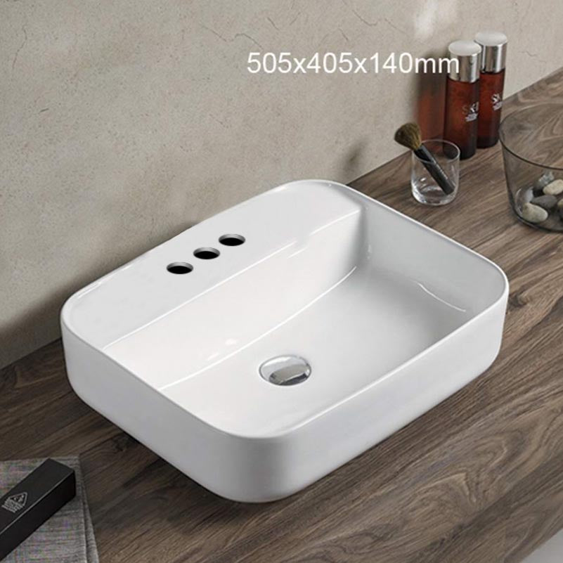 20-in. W Above Counter White Bathroom Vessel Sink For 3H4-in. Center Drilling AI 28301