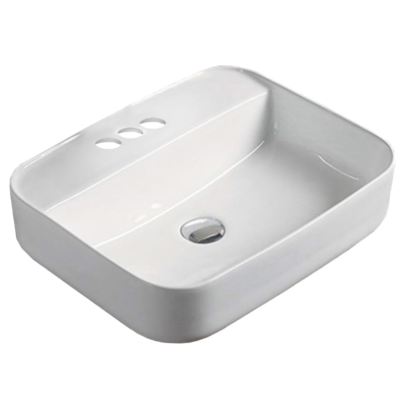 20-in. W Above Counter White Bathroom Vessel Sink For 3H4-in. Center Drilling AI 28301