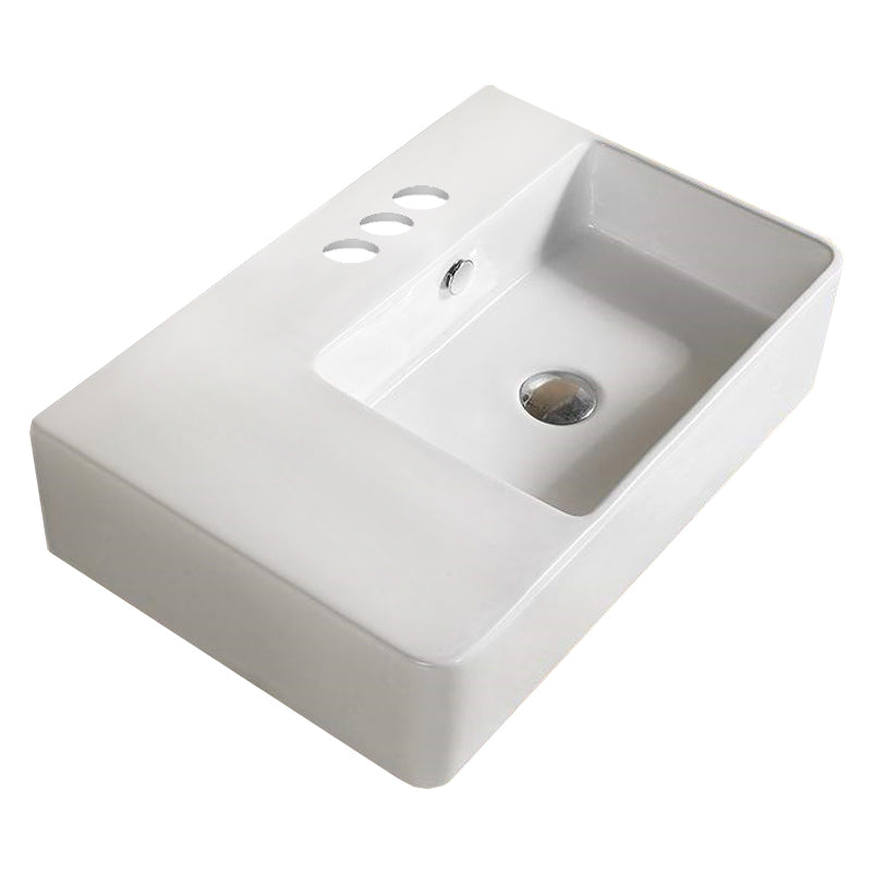 23.8-in. W Above Counter White Bathroom Vessel Sink For 3H4-in. Right Drilling AI 28302