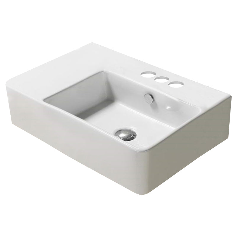 23.8-in. W Wall Mount White Bathroom Vessel Sink For 3H4-in. Right Drilling AI  28303