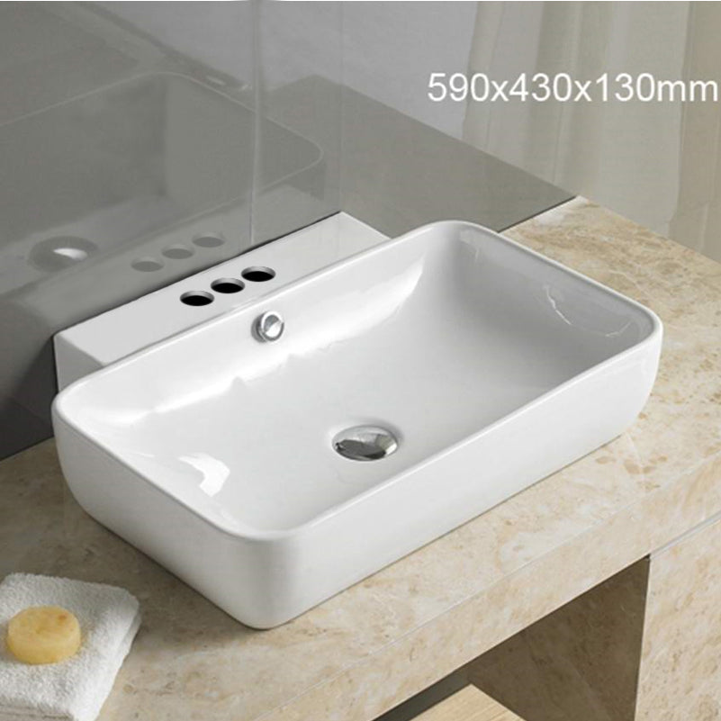 23.2-in. W Above Counter White Bathroom Vessel Sink For 3H4-in. Center Drilling AI 28316