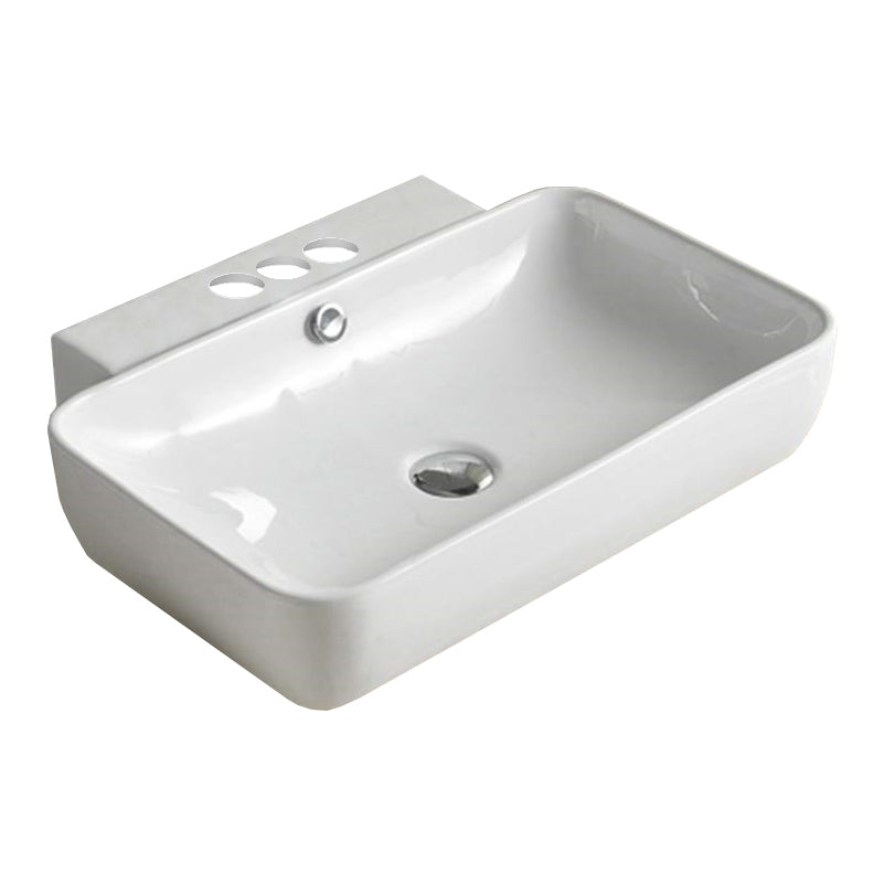 23.2-in. W Above Counter White Bathroom Vessel Sink For 3H4-in. Center Drilling AI 28316