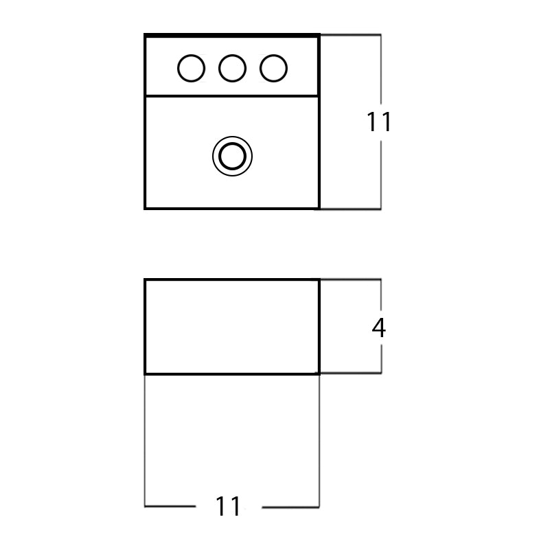 11-in. W Above Counter White Bathroom Vessel Sink For 3H8-in. Center Drilling AI-28322