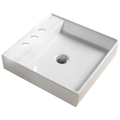 11-in. W Above Counter White Bathroom Vessel Sink For 3H8-in. Center Drilling AI-28322