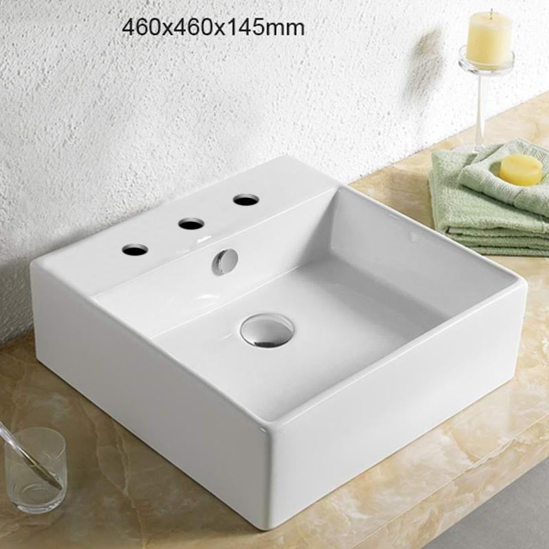 18.1-in. W Above Counter White Bathroom Vessel Sink For 3H8-in. Center Drilling AI-28343