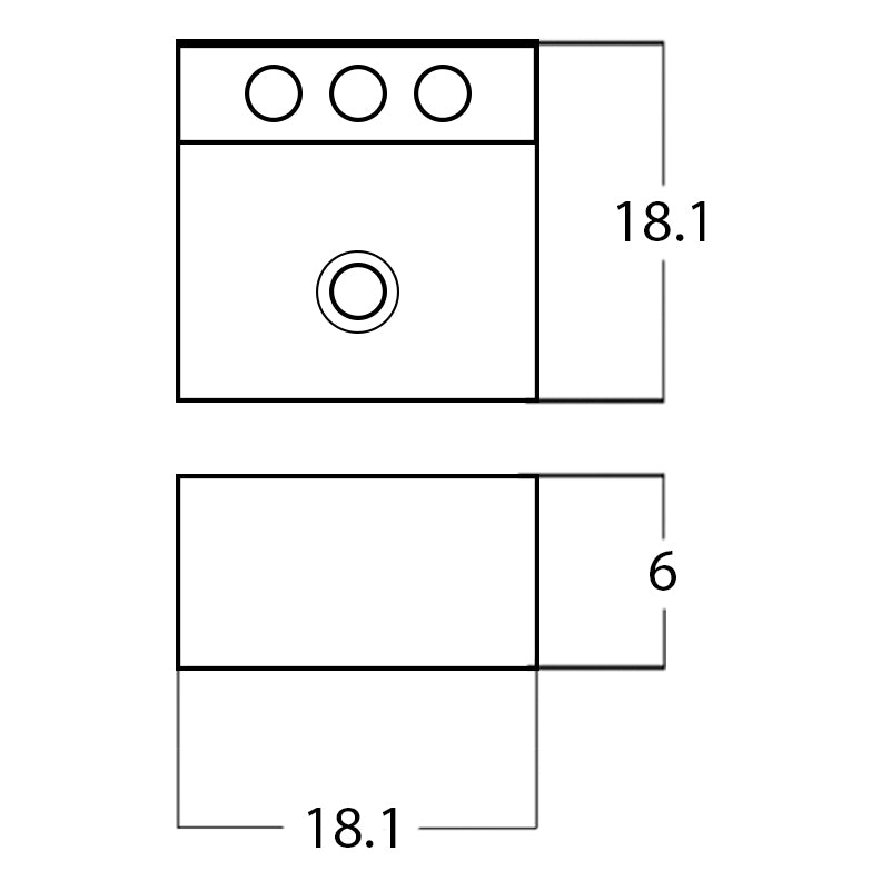 18.1-in. W Above Counter White Bathroom Vessel Sink For 3H8-in. Center Drilling AI-28343