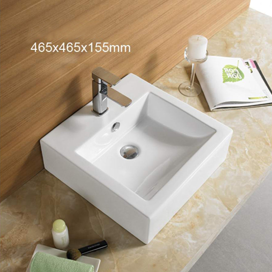 18.3-in. W Above Counter White Bathroom Vessel Sink For 1 Hole Center Drilling AI-28402