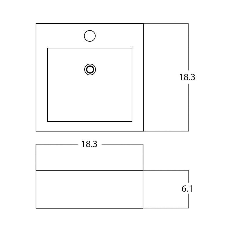 18.3-in. W Above Counter White Bathroom Vessel Sink For 1 Hole Center Drilling AI-28402