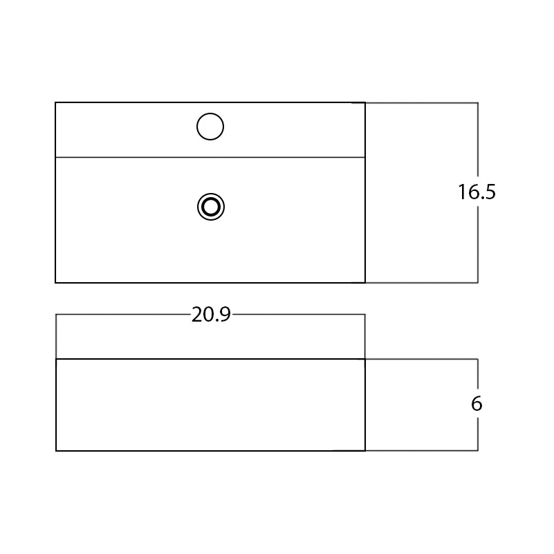 20.9-in. W Above Counter White Bathroom Vessel Sink For 1 Hole Center Drilling AI 28403