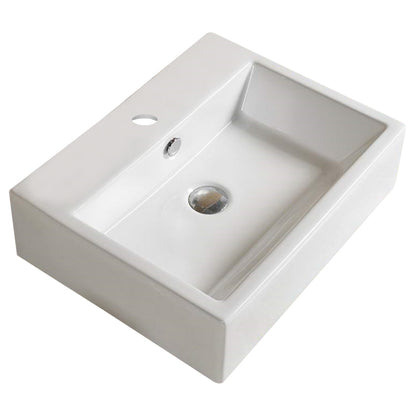 20.9-in. W Above Counter White Bathroom Vessel Sink For 1 Hole Center Drilling AI 28403