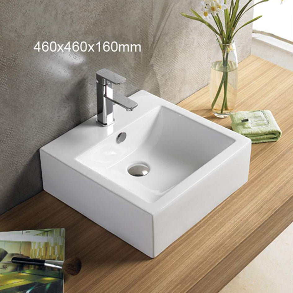 18.1-in. W Above Counter White Bathroom Vessel Sink For 1 Hole Center Drilling AI-27407