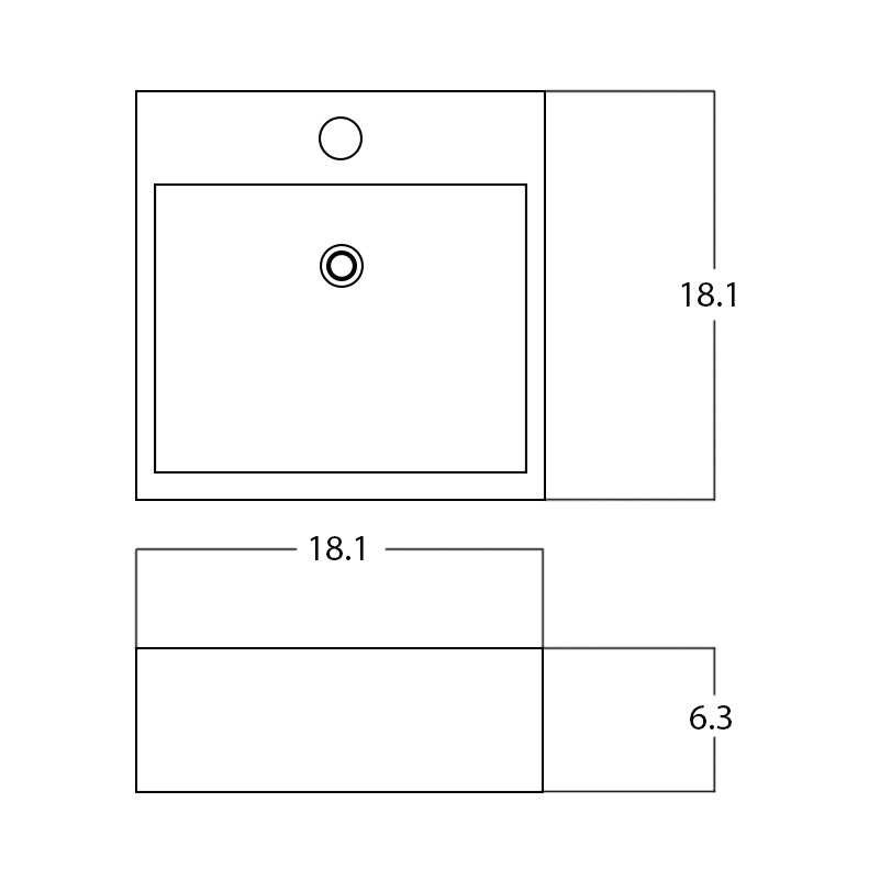 18.1-in. W Above Counter White Bathroom Vessel Sink For 1 Hole Center Drilling AI-27407