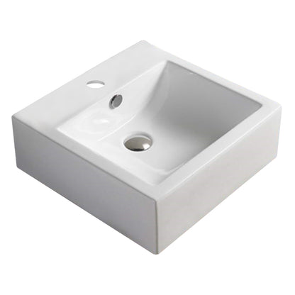 18.1-in. W Above Counter White Bathroom Vessel Sink For 1 Hole Center Drilling AI-27407