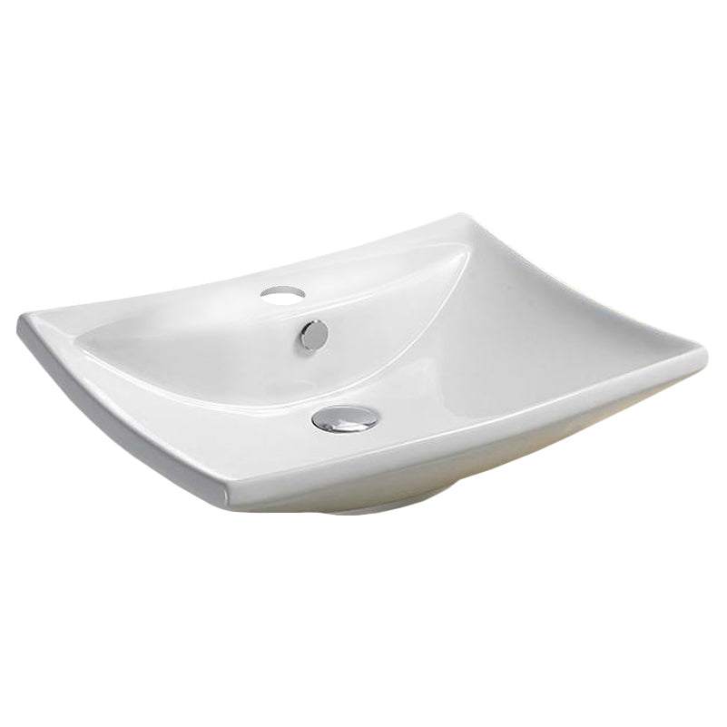 23.8-in. W Above Counter White Bathroom Vessel Sink For 1 Hole Center Drilling AI 28410