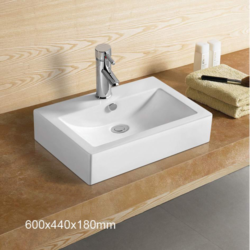 23.6-in. W Above Counter White Bathroom Vessel Sink For 1 Hole Center Drilling AI 28416