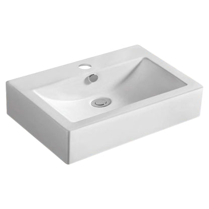 23.6-in. W Above Counter White Bathroom Vessel Sink For 1 Hole Center Drilling AI 28416