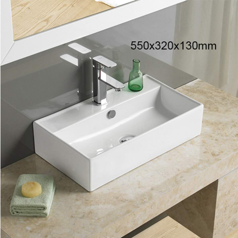 21.7-in. W Above Counter White Bathroom Vessel Sink For 1 Hole Center Drilling AI-28427