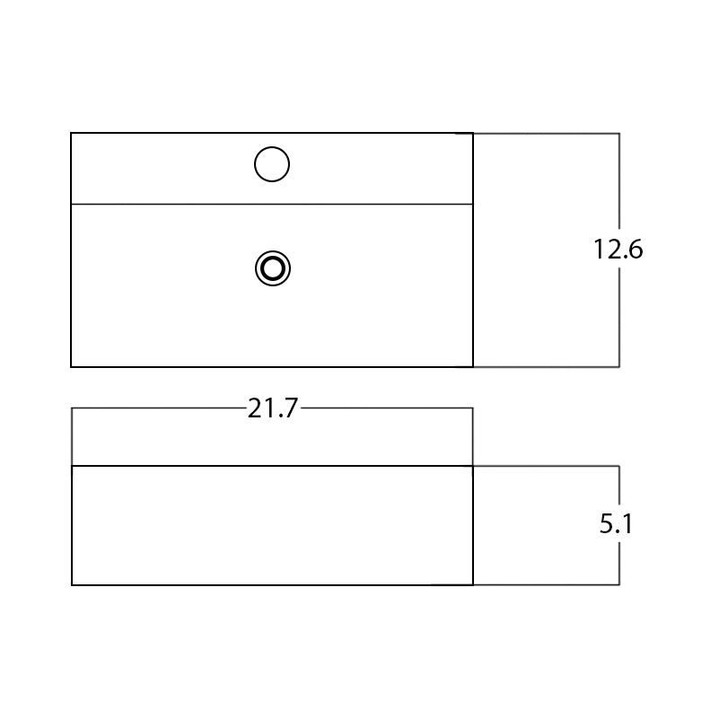 21.7-in. W Above Counter White Bathroom Vessel Sink For 1 Hole Center Drilling AI-28427