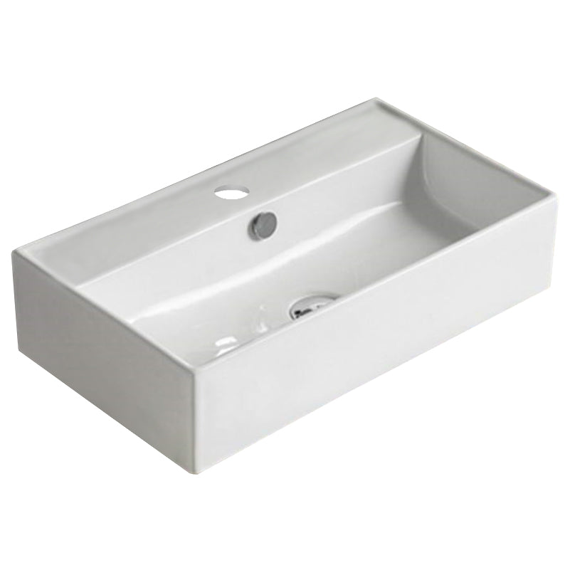 21.7-in. W Above Counter White Bathroom Vessel Sink For 1 Hole Center Drilling AI-28427