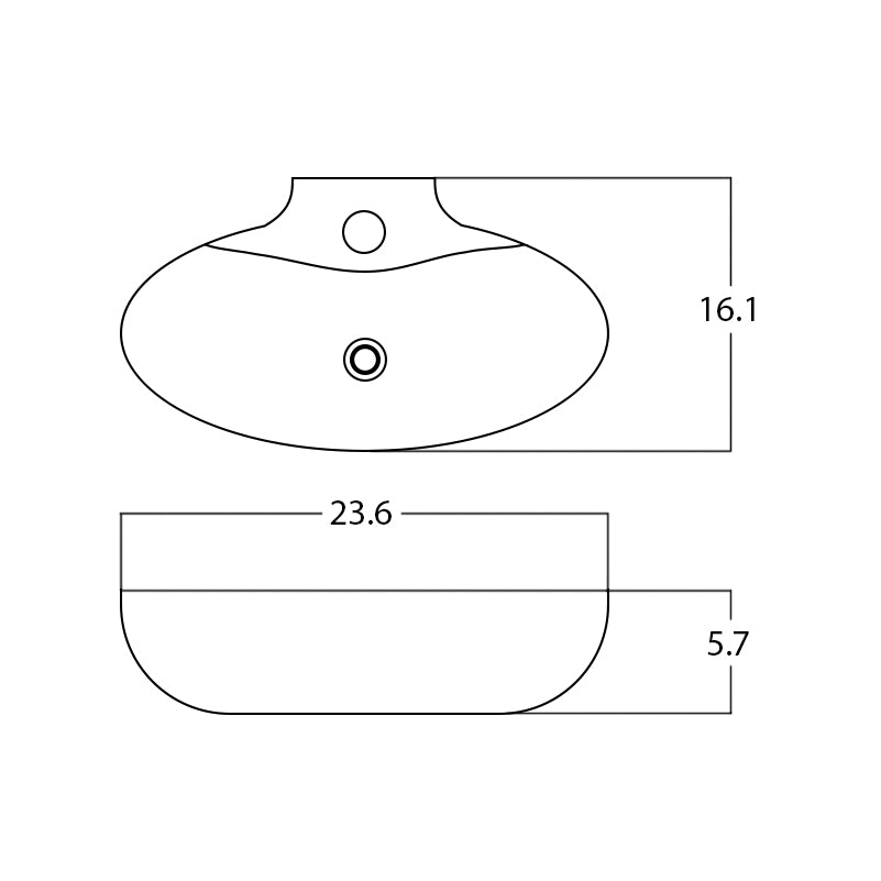 23.6-in. W Above Counter White Bathroom Vessel Sink For 1 Hole Center Drilling AI-28437