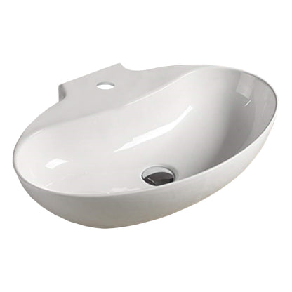 23.6-in. W Above Counter White Bathroom Vessel Sink For 1 Hole Center Drilling AI-28437