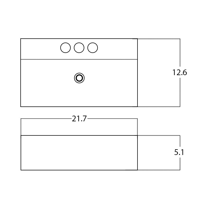 21.7-in. W Above Counter White Bathroom Vessel Sink For 3H4-in. Center Drilling AI 28476