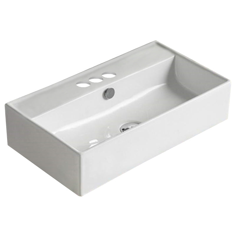 21.7-in. W Above Counter White Bathroom Vessel Sink For 3H4-in. Center Drilling AI 28476