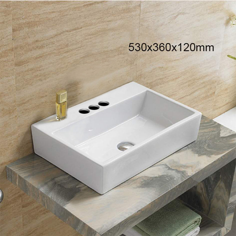 20.9-in. W Above Counter White Bathroom Vessel Sink For 3H4-in. Center Drilling AI 28477