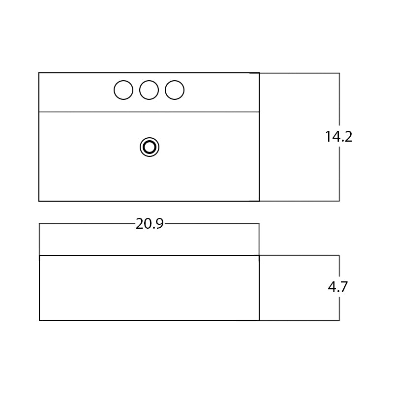 20.9-in. W Above Counter White Bathroom Vessel Sink For 3H4-in. Center Drilling AI 28477