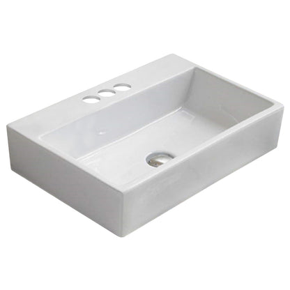 20.9-in. W Above Counter White Bathroom Vessel Sink For 3H4-in. Center Drilling AI 28477