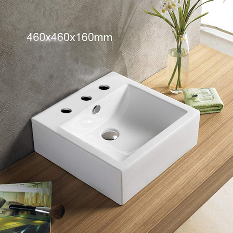 18.1-in. W Above Counter White Bathroom Vessel Sink For 3H8-in. Center Drilling AI-28493