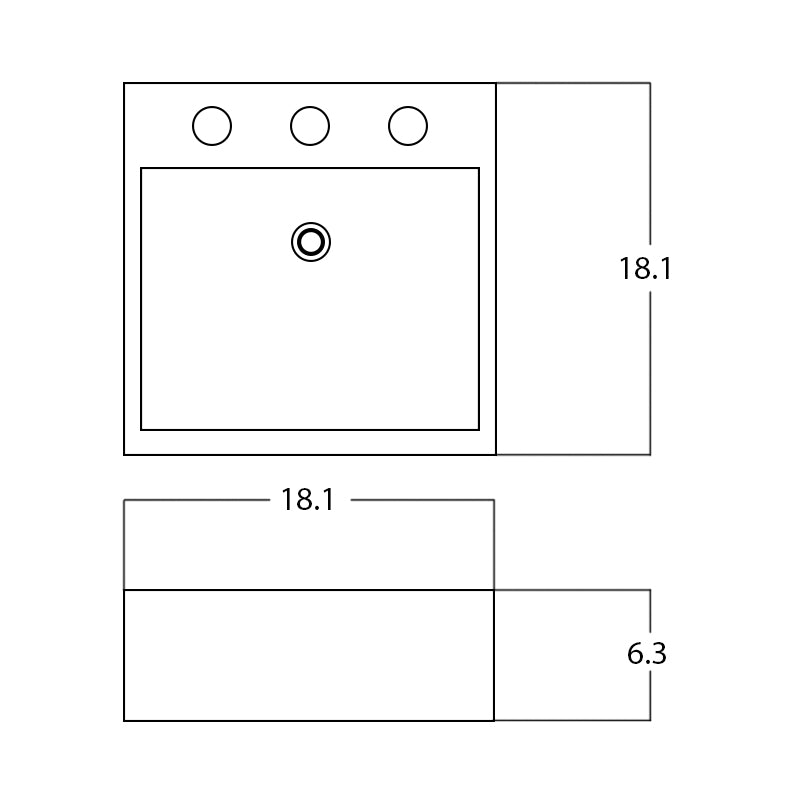 18.1-in. W Above Counter White Bathroom Vessel Sink For 3H8-in. Center Drilling AI-28493