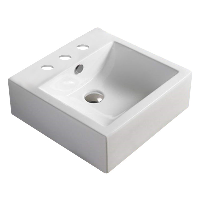 18.1-in. W Above Counter White Bathroom Vessel Sink For 3H8-in. Center Drilling AI-28493