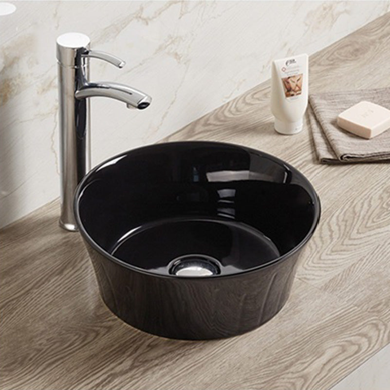 14.09-in. W Above Counter Black Bathroom Vessel Sink For Wall Mount Wall Mount Drilling AI-28515