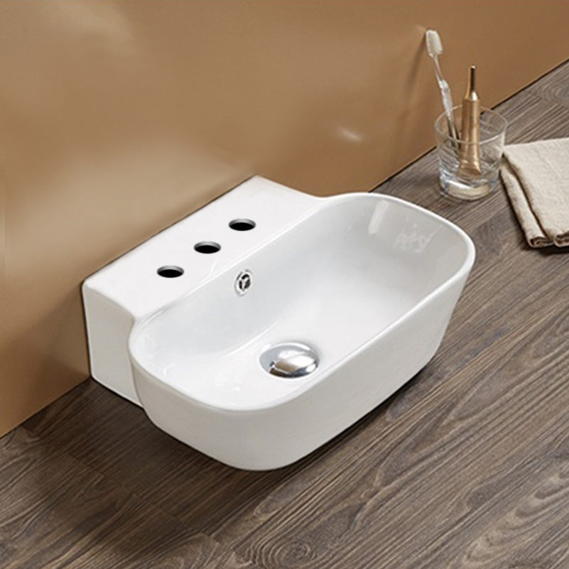 16.34-in. W Above Counter White Bathroom Vessel Sink For 3H8-in. Center Drilling AI-28518