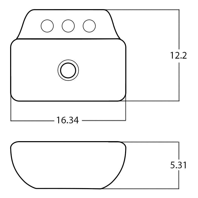 16.34-in. W Above Counter White Bathroom Vessel Sink For 3H8-in. Center Drilling AI-28518