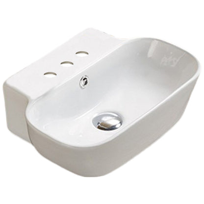 16.34-in. W Above Counter White Bathroom Vessel Sink For 3H8-in. Center Drilling AI-28518