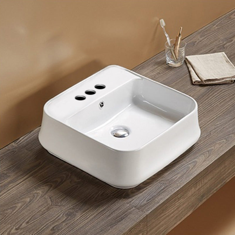 18.31-in. W Above Counter White Bathroom Vessel Sink For 3H4-in. Center Drilling AI-28523