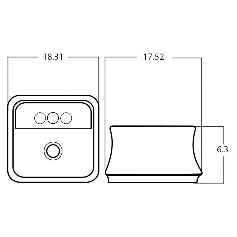 18.31-in. W Above Counter White Bathroom Vessel Sink For 3H4-in. Center Drilling AI-28523