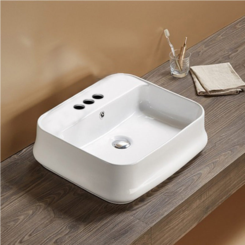 20.9-in. W Above Counter White Bathroom Vessel Sink For 3H4-in. Center Drilling AI 28530