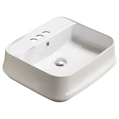 20.9-in. W Above Counter White Bathroom Vessel Sink For 3H4-in. Center Drilling AI 28530