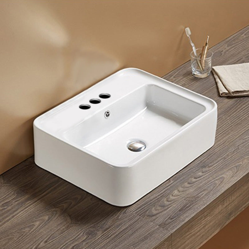 20.9-in. W Above Counter White Bathroom Vessel Sink For 3H4-in. Center Drilling AI  28532