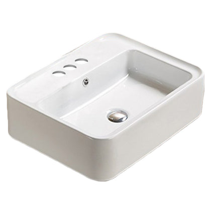 20.9-in. W Above Counter White Bathroom Vessel Sink For 3H4-in. Center Drilling AI  28532