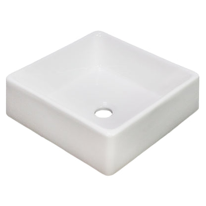 15.2-in. W Above Counter White Bathroom Vessel Sink For Deck Mount Deck Mount Drilling AI-28550