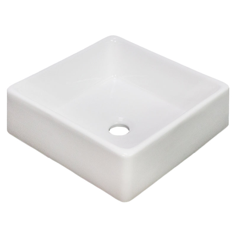 15.2-in. W Above Counter White Bathroom Vessel Sink For Deck Mount Deck Mount Drilling AI-28550