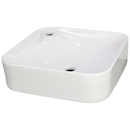 16.9-in. W Above Counter White Bathroom Vessel Sink For 1 Hole Left Drilling AI-28677